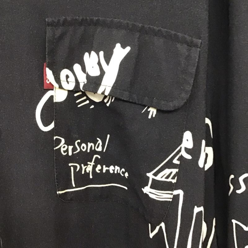 ハイドアンドシーク HIDE AND SEEK シャツ、ブラウス 長袖 hs-030223 長袖シャツ プリントシャツ オープンカラーシャツ XL プリント 黒 / ブラック / X 白 / ホワイト /  メンズ USED 古着 中古 10136138