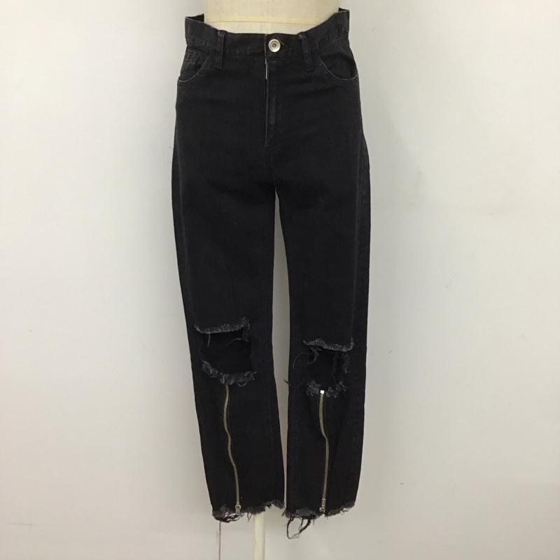 リルリリー lilLilly パンツ デニム、ジーンズ L18SS-PT201 ストレッチ S ダメージ加工 黒 / ブラック /  レディース USED 古着 中古 10117233