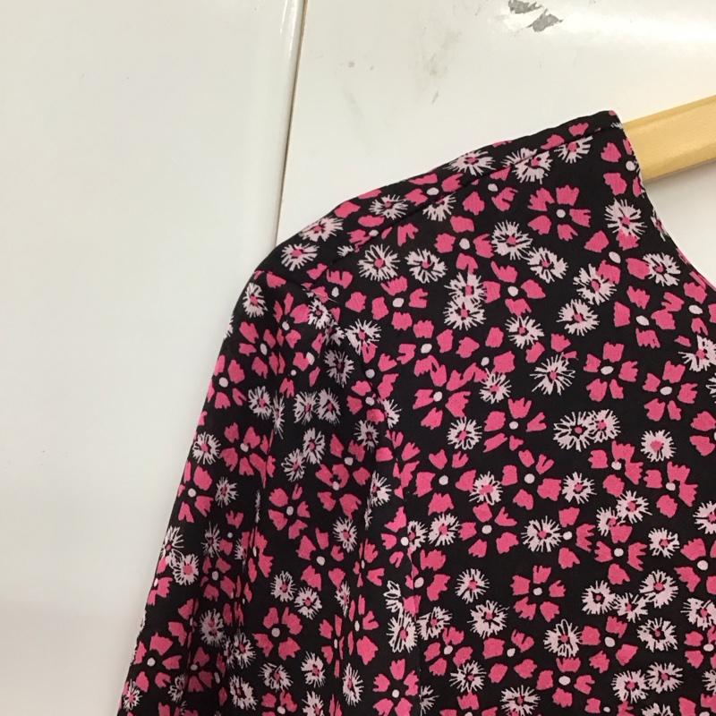 ザラベーシック ZARA BASIC ワンピース ロングスカート 4387 254 330 スリット ギャザー M 花柄 黒 / ブラック / X 桃 / ピンク /  レディース USED 古着 中古 10129182