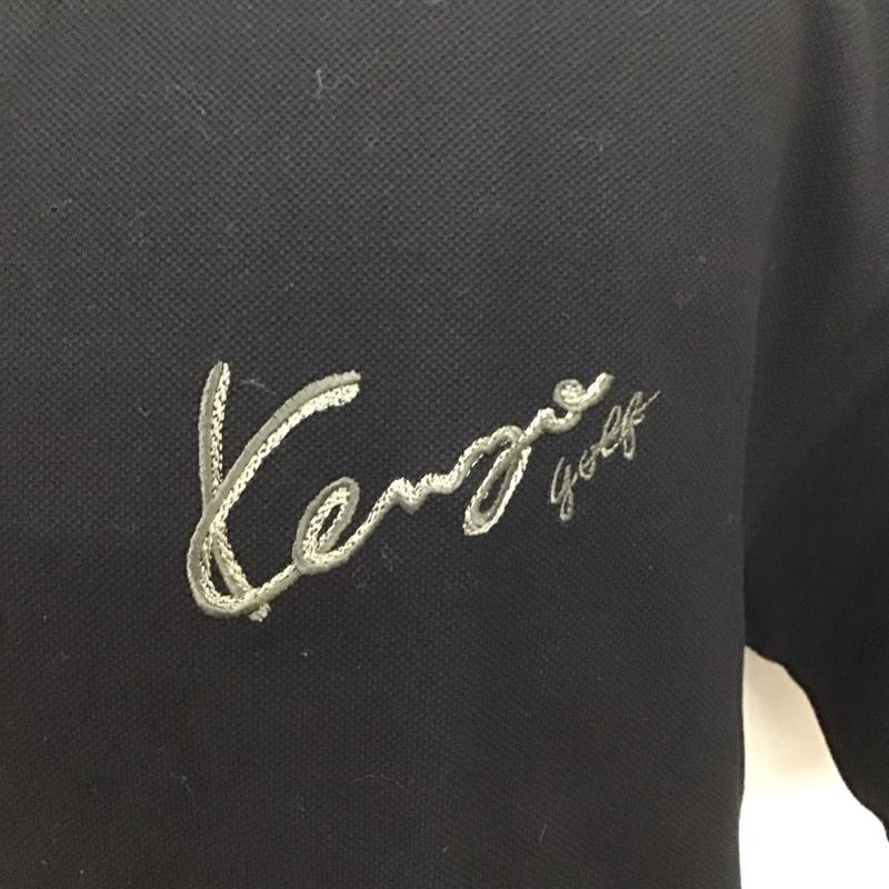 ケンゾー KENZO ポロシャツ 半袖 535-P-3092 KENZO GOLF 刺繍 4 ロゴ、文字 黒 / ブラック /  メンズ USED 古着 中古 10111838