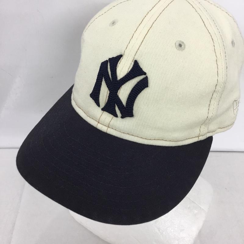 ニューエラ NEW ERA 帽子 キャップ NY ヤンキース MoMA Edition ロゴ、文字 紺 / ネイビー / X アイボリー / アイボリー /  メンズ USED 古着 中古 10144324