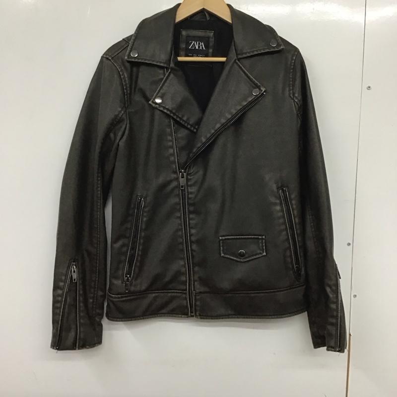 ザラ ZARA ジャケット、上着 ジャケット、ブレザー ライダースジャケット ジップアップジャケット アウター フェイクレザー S 無地 茶 / ブラウン /  メンズ USED 古着 中古 10133381