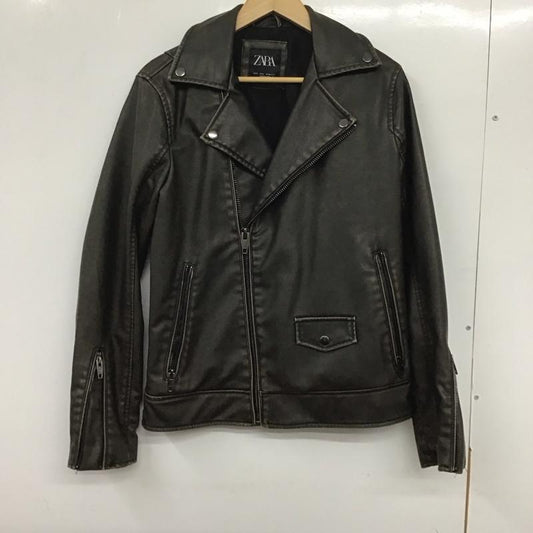 ザラ ZARA ジャケット、上着 ジャケット、ブレザー ライダースジャケット ジップアップジャケット アウター フェイクレザー S 無地 茶 / ブラウン /  メンズ USED 古着 中古 10133381
