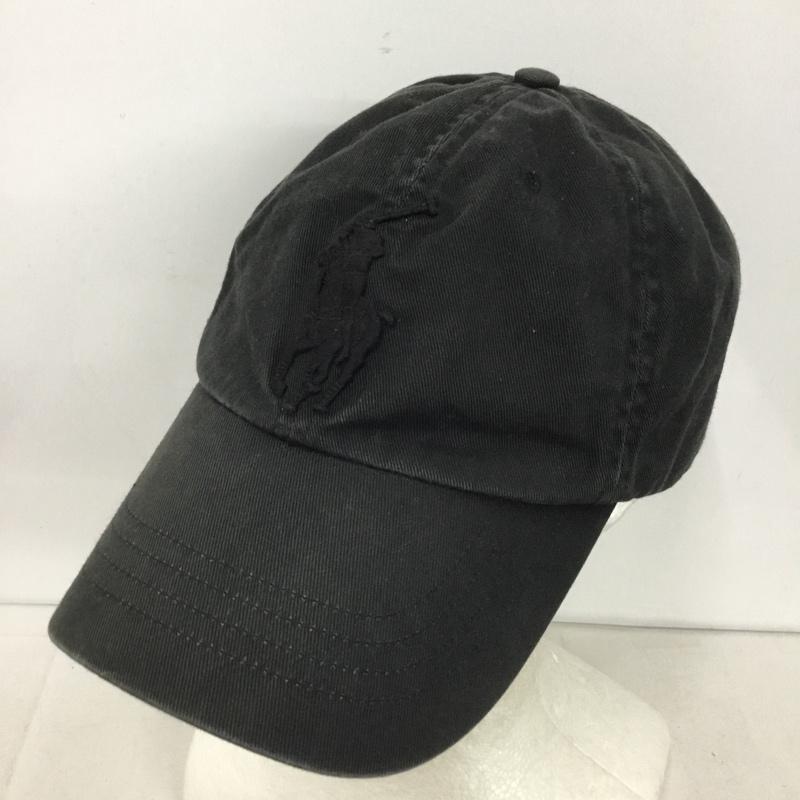 ポロラルフローレン POLO RALPH LAUREN 帽子 キャップ コットン レザー ONE SIZE ワンポイント 黒 / ブラック /  メンズ USED 古着 中古 10144303