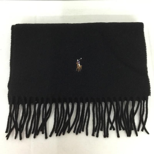 ポロラルフローレン POLO RALPH LAUREN マフラー マフラー ウール フリンジ ワンポイント 黒 / ブラック /  メンズ USED 古着 中古 10136337