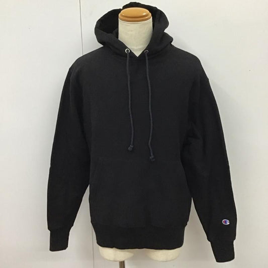 チャンピオン Champion パーカー 長袖 長袖パーカー フード付きパーカー プリントスウェット トレーナー プルオーバー L 無地 黒 / ブラック /  メンズ USED 古着 中古 10118289
