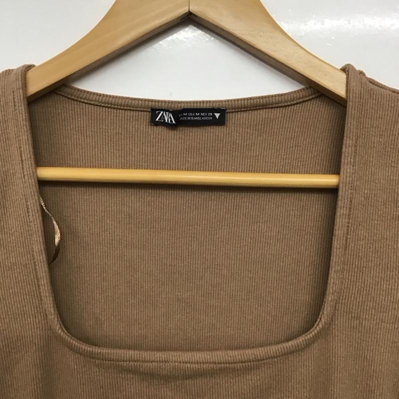 ザラ ZARA ワンピース ロングスカート 3641 800 710 リブ 半袖 スクエアネック M 無地 茶 / ブラウン /  レディース USED 古着 中古 10145952