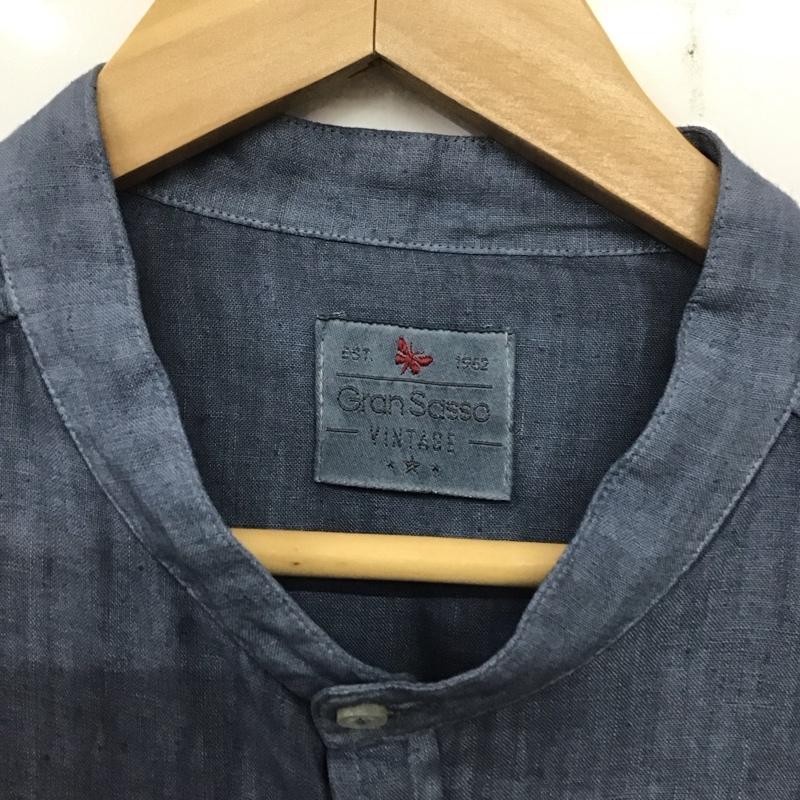 グランサッソ Gran Sasso シャツ、ブラウス 長袖 長袖シャツ 無地シャツ ノーカラーシャツ 無地 青 / ブルー /  メンズ USED 古着 中古 10137966