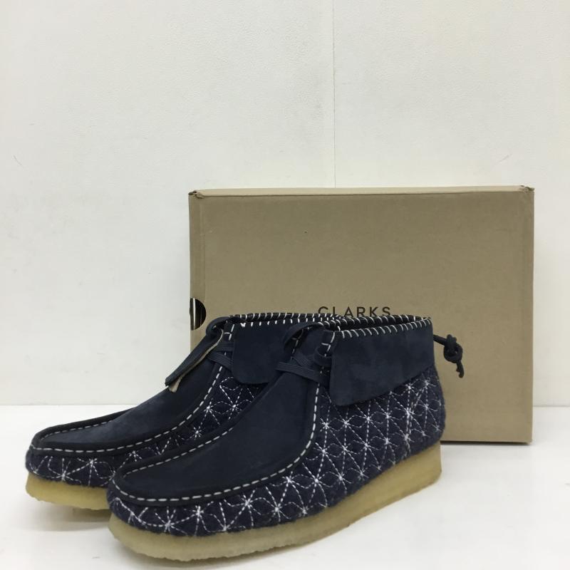 クラークス Clarks ブーツ ブーティ クラークス　SASHIKO　サシコ　ワラビー US：9.5 総柄 紺 / ネイビー /  メンズ USED 古着 中古 10122725