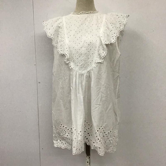 イエナ IENA シャツ、ブラウス 半袖 ノースリーブシャツ フリルシャツ ノーカラーシャツ ノースリーブカットソー M 無地 白 / ホワイト /  レディース USED 古着 中古 10114908