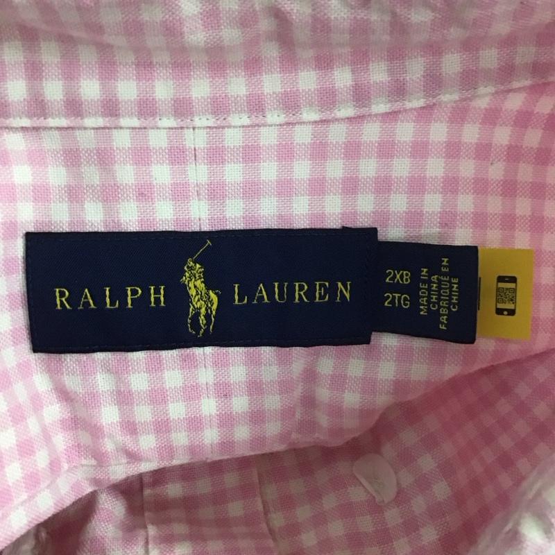 ラルフローレン RALPHLAUREN シャツ、ブラウス 半袖 半袖シャツ ギンガムチェックシャツ ボタンダウンシャツ カラーシャツ ロゴ、文字 白 / ホワイト / X 桃 / ピンク /  メンズ USED 古着 中古 10107023