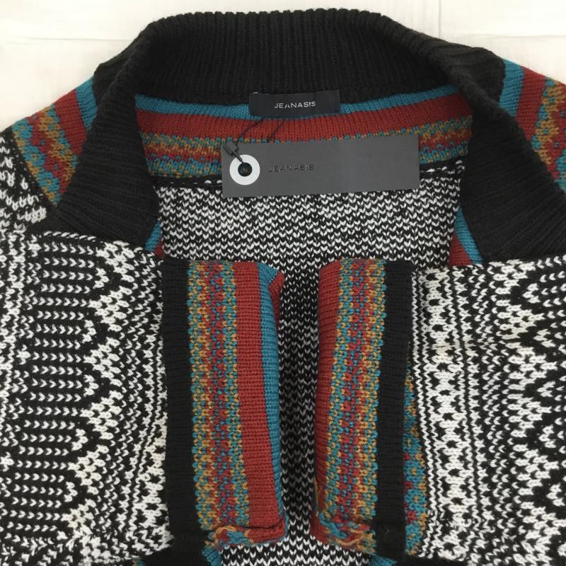 ジーナシス JEANASIS カーディガン 長袖 JS064146CF FREE 総柄 黒 / ブラック / X 赤 / レッド /  レディース USED 古着 中古 10141094