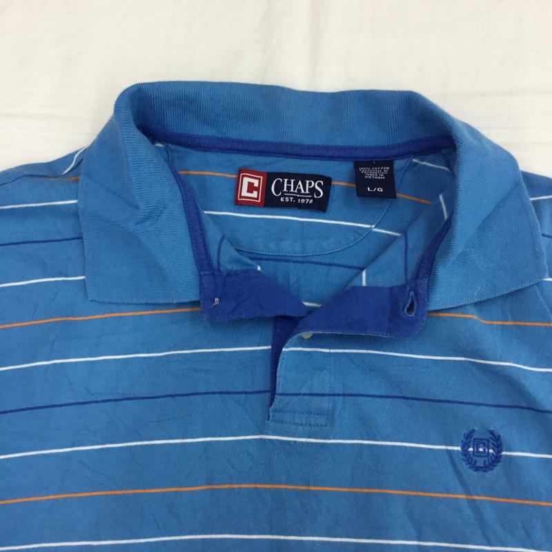チャップス CHAPS ポロシャツ 半袖 L ボーダー柄 青 / ブルー /  メンズ USED 古着 中古 10133530
