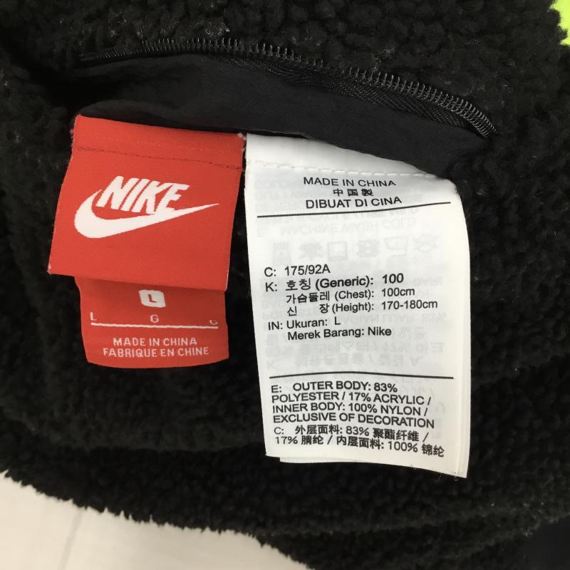ナイキ NIKE ジャケット、上着 ジャケット、ブレザー BIG SWOOSH BOA JACKET BQ6546-017 L ロゴ、文字 黒 / ブラック / X 黄緑 / イエローグリーン /  メンズ USED 古着 中古 10143150