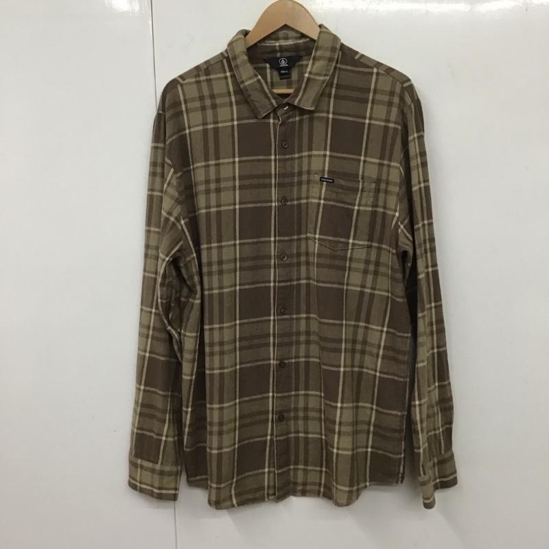 ボルコム VOLCOM シャツ、ブラウス 長袖 長袖シャツ チェックシャツ カラーシャツ XL チェック 茶 / ブラウン /  メンズ USED 古着 中古 10131511