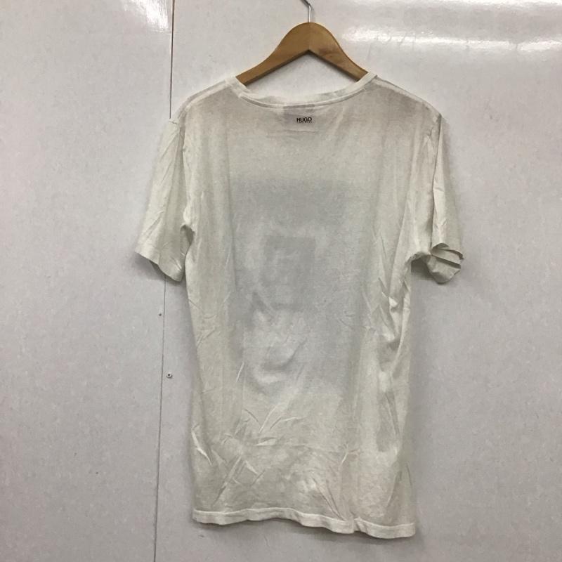 ヒューゴボス HUGO BOSS Tシャツ 半袖 半袖カットソー プリントTシャツ クルーネックカットソー L プリント 白 / ホワイト /  メンズ USED 古着 中古 10130844