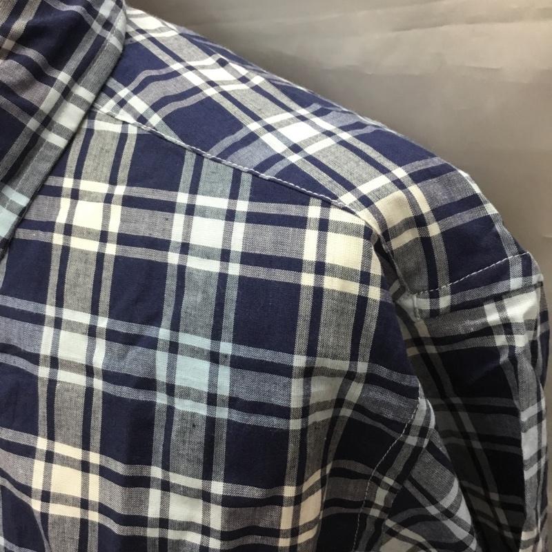 ブルックスブラザーズ BROOKS BROTHERS シャツ、ブラウス 長袖 ボタンダウン 胸ポケット M チェック 紺 / ネイビー / X 白 / ホワイト / X 青 / ブルー /  メンズ USED 古着 中古 10111597