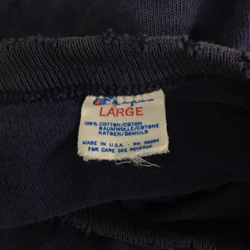 チャンピオン Champion Tシャツ 半袖 クルーネック 80年代 L ワンポイント 紺 / ネイビー /  メンズ USED 古着 中古 10112659