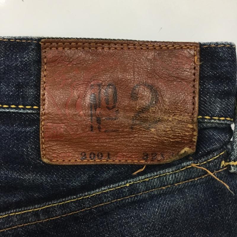 エヴィス EVISU パンツ デニム、ジーンズ デニムパンツ ストレートパンツ ワイドパンツ カジュアルパンツ 32インチ ロゴ、文字 インディゴ / インディゴ /  メンズ USED 古着 中古 10112320