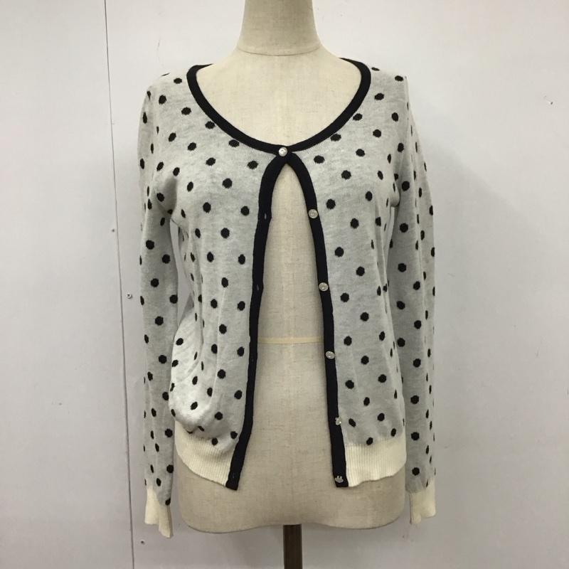 セシルマクビー CECIL McBEE カーディガン 長袖 クルーネック ドット 白 / ホワイト / X 黒 / ブラック /  レディース USED 古着 中古 10116762
