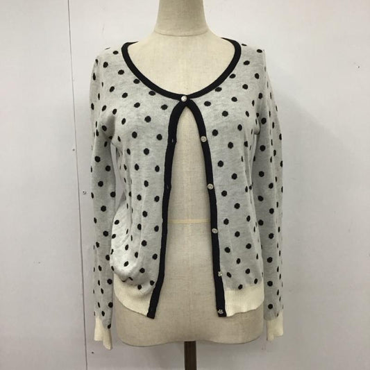 セシルマクビー CECIL McBEE カーディガン 長袖 クルーネック ドット 白 / ホワイト / X 黒 / ブラック /  レディース USED 古着 中古 10116762