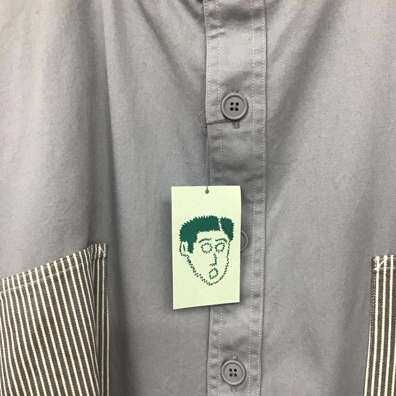 ホームレステイラー HOMELESS TAILOR シャツ、ブラウス 長袖 長袖シャツ ノーカラーシャツ ロングシャツ FREE ストライプ 水色 / ライトブルー /  メンズ USED 古着 中古 10131468