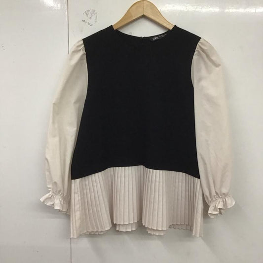 ザラ ZARA カットソー 長袖 XS 無地 白 / ホワイト / X 黒 / ブラック /  レディース USED 古着 中古 10124804