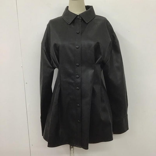 アズールバイマウジー AZUL BY MOUSSY シャツ、ブラウス 長袖 250EAY30-365g WAIST TUCK FAUX LEATHER SHIRT ウエストタックフェイクレザーシャツ M 無地 黒 / ブラック /  レディース USED 古着 中古 10106641