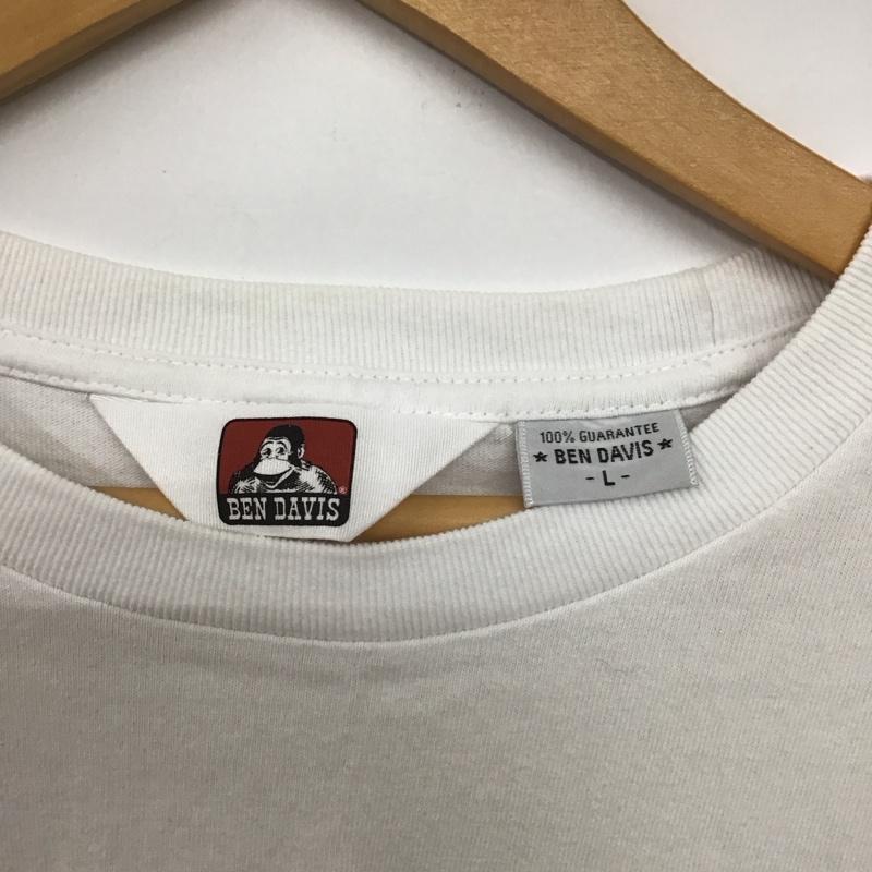ベンデイビス BEN DAVIS Tシャツ 半袖 半袖カットソー プリントTシャツ クルーネックカットソー L ロゴ、文字 白 / ホワイト /  メンズ USED 古着 中古 10132273