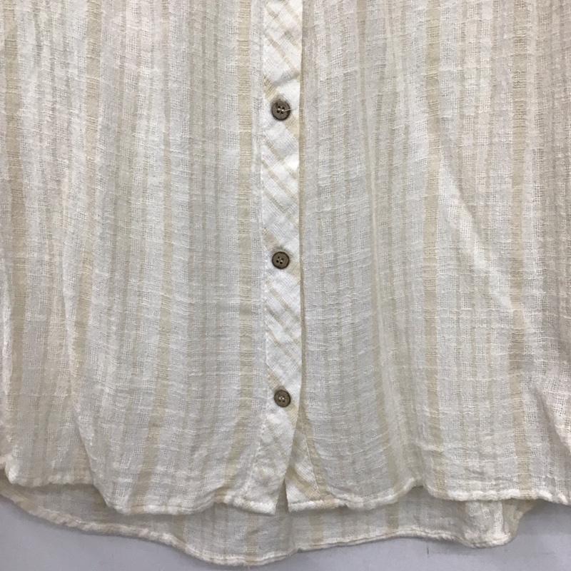 ザラ ZARA シャツ、ブラウス 長袖 M ストライプ 白 / ホワイト / X ベージュ / ベージュ /  レディース USED 古着 中古 10148785