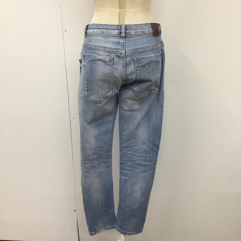 ザラ ZARA パンツ デニム、ジーンズ デニムパンツ スリムパンツ ストレッチパンツ ジーンズ ダメージ加工 34 無地 インディゴ / インディゴ /  レディース USED 古着 中古 10115192