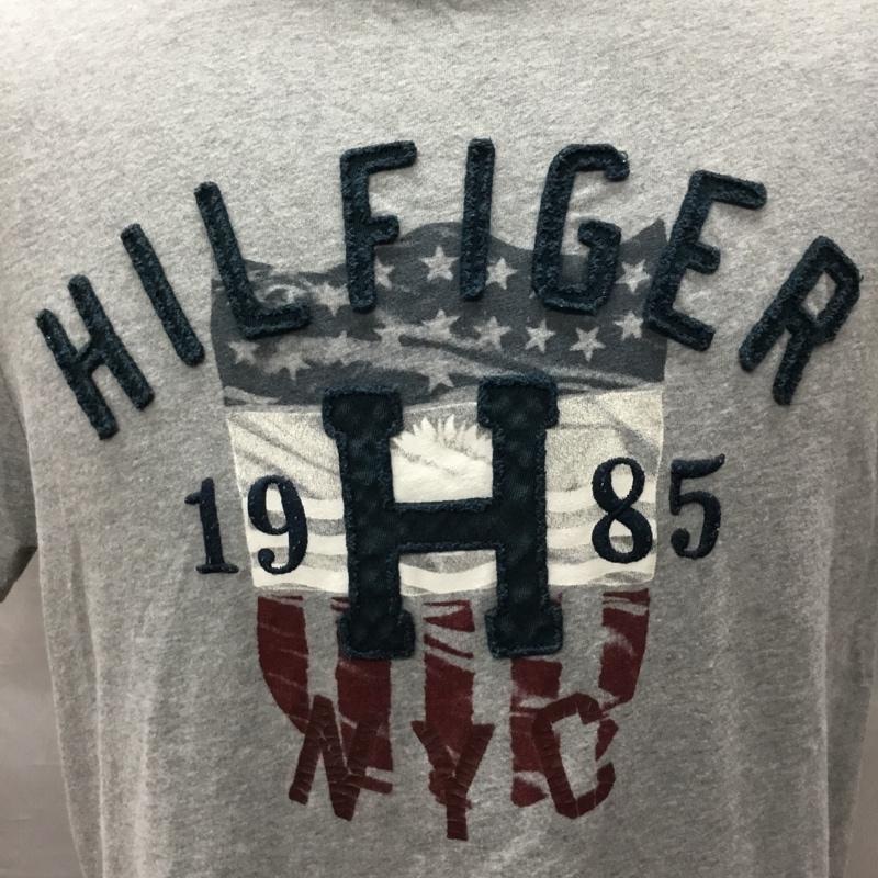 トミーヒルフィガー TOMMY HILFIGER カットソー 半袖 半袖カットソー プリントTシャツ クルーネックカットソー M ロゴ、文字 灰 / グレー /  メンズ USED 古着 中古 10116704