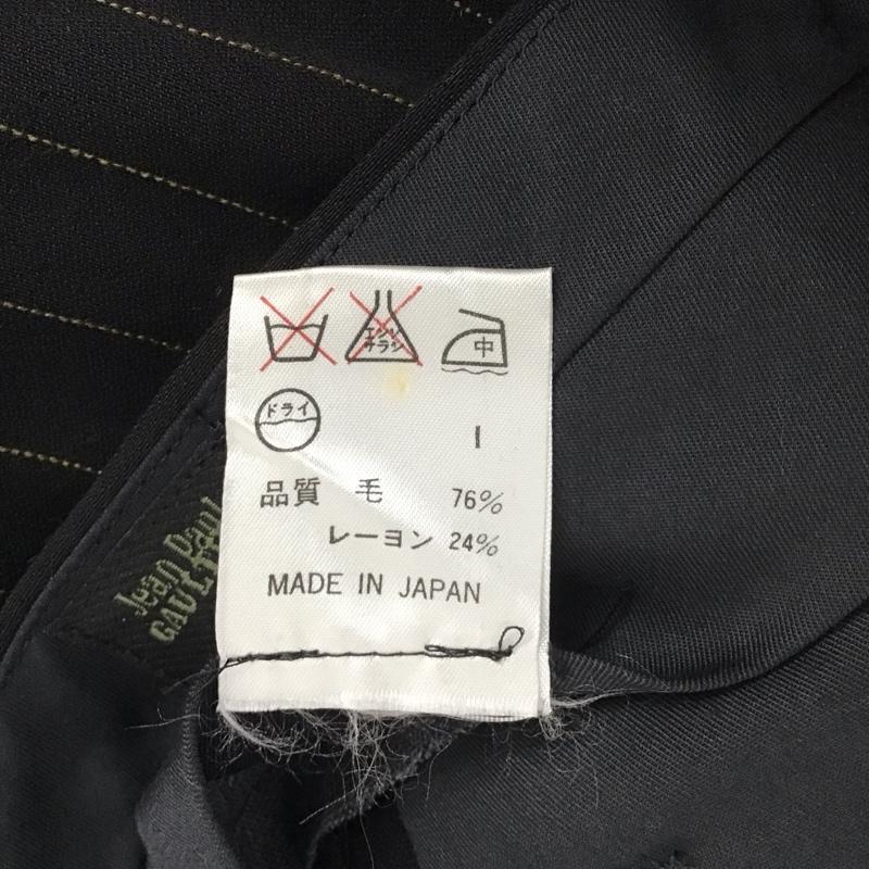 ジャンポールゴルチエ Jean Paul Gaultier パンツ スラックス スラックスパンツ ワイドパンツ センタータックパンツ ストレッチパンツ 48 ストライプ 黒 / ブラック /  メンズ USED 古着 中古 10142429