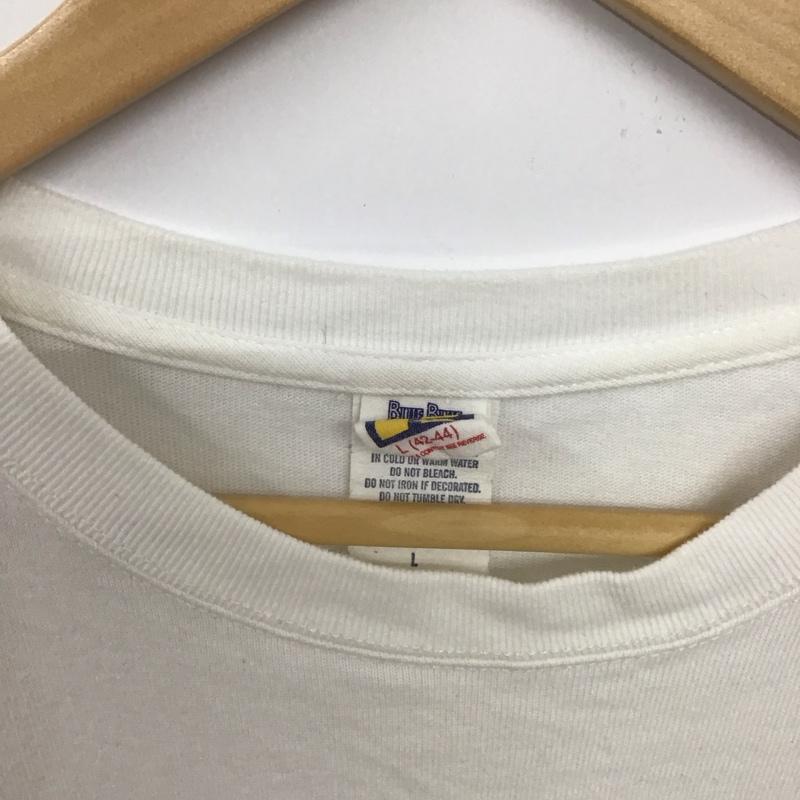 ブルーブルー BLUE BLUE Tシャツ 半袖 半袖カットソー プリントTシャツ クルーネックカットソー L ロゴ、文字 白 / ホワイト /  メンズ USED 古着 中古 10132186