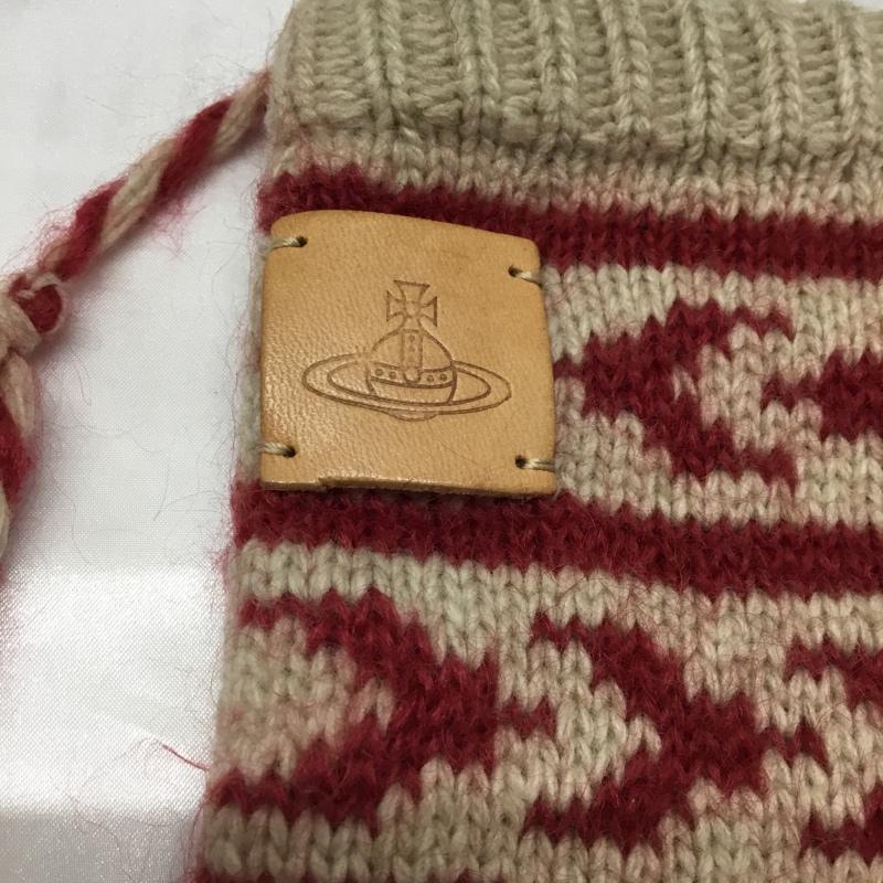 ヴィヴィアンウエストウッド Vivienne Westwood ファッション小物 手袋 ミトン フリンジ レザーパッチ 総柄 ベージュ / ベージュ / X 赤 / レッド /  レディース USED 古着 中古 10109153