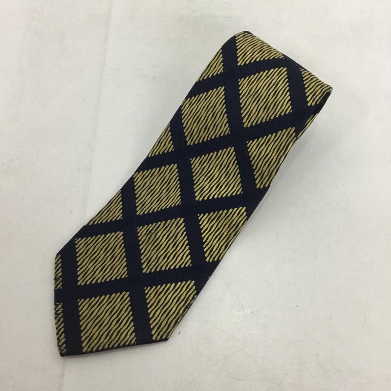 イヴサンローラン Yves Saint Laurent ネクタイ ネクタイ 総柄 紺 / ネイビー / X 金 / ゴールド /  メンズ USED 古着 中古 10150226
