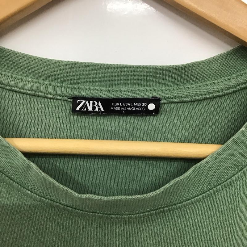 ザラ ZARA Tシャツ 半袖 半袖カットソー プリントTシャツ クルーネックカットソー L ロゴ、文字 緑 / グリーン /  レディース USED 古着 中古 10135439