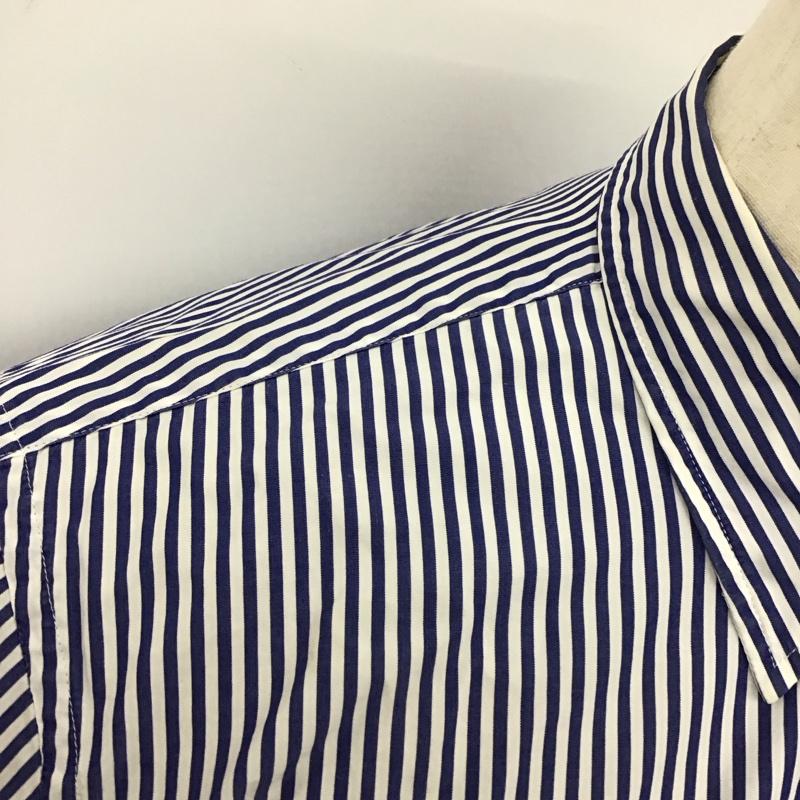プレイコムデギャルソン PLAY COMME des GARCONS シャツ、ブラウス 長袖 長袖シャツ カラーシャツ 長袖カットソー ストライプシャツ S ロゴ、文字 白 / ホワイト / X 青 / ブルー /  メンズ USED 古着 中古 10114659