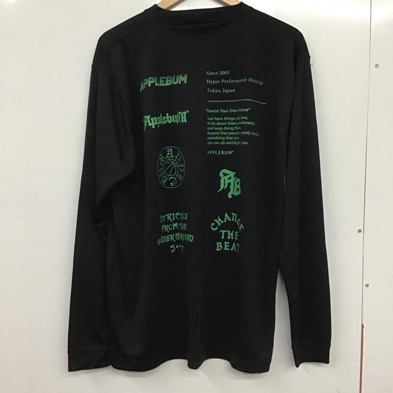 アップルバム APPLEBUM カットソー 長袖 長袖カットソー プリントカットソー クルーネック XL ロゴ、文字 黒 / ブラック /  メンズ USED 古着 中古 10140100