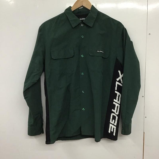 エクストララージ XLARGE シャツ、ブラウス 長袖 01193403 ナイロンワークシャツ 長袖シャツ カラーシャツ M ロゴ、文字 緑 / グリーン /  メンズ USED 古着 中古 10137968