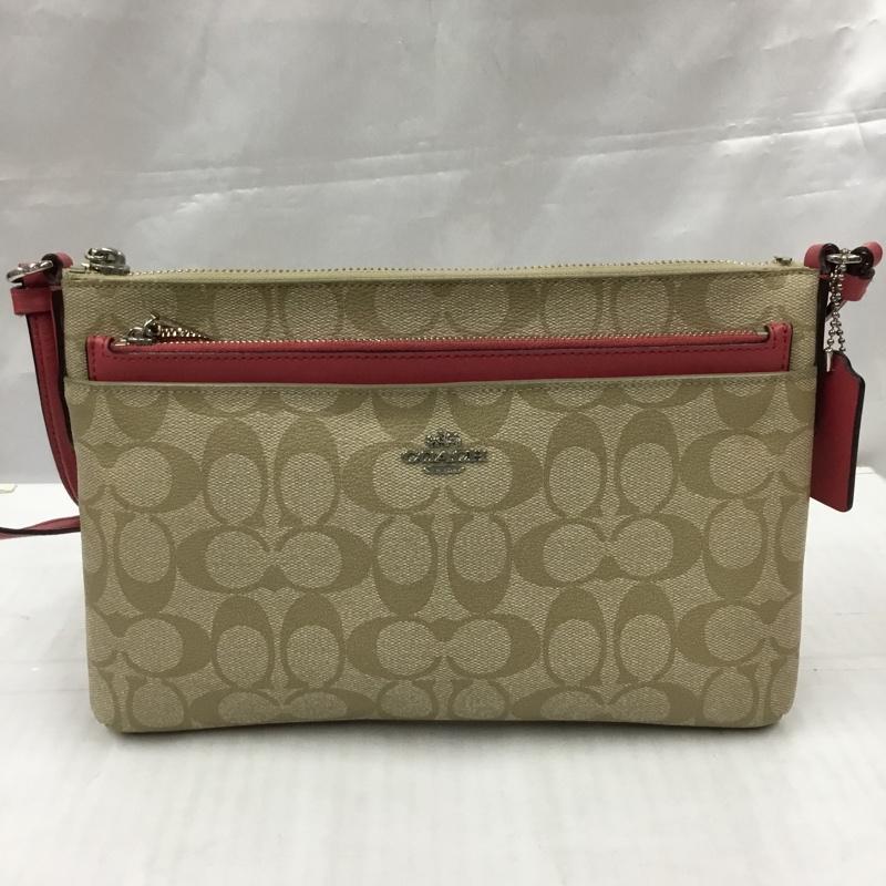 コーチ COACH ショルダーバッグ ショルダーバッグ F58316 シグネチャー ロゴ、文字 ベージュ / ベージュ / X 桃 / ピンク /  レディース USED 古着 中古 10105768
