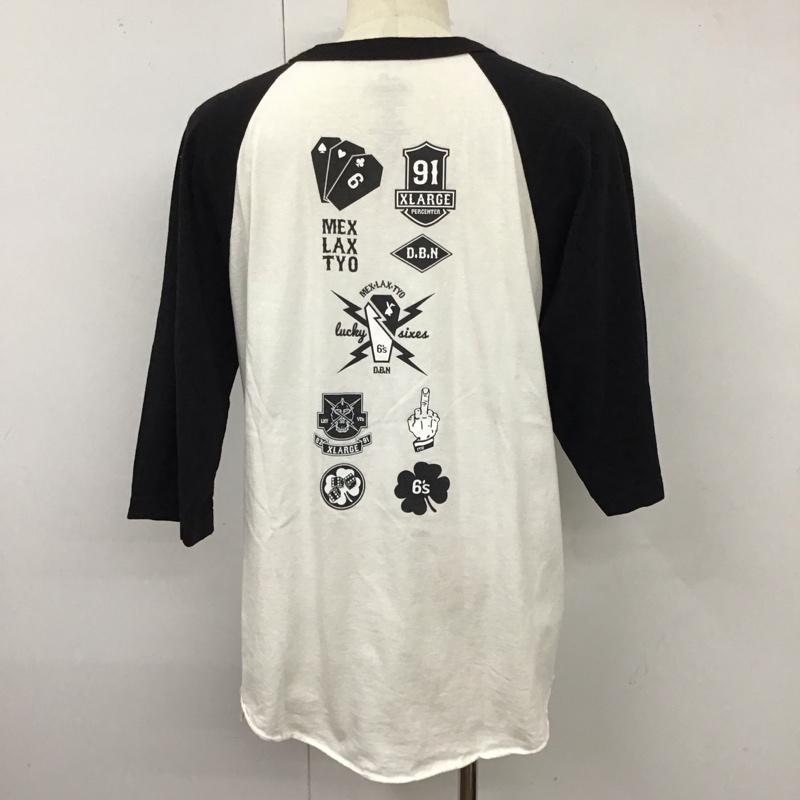 エクストララージ XLARGE カットソー 七分袖 KILLFORNIA ラグランカットソー バックプリント XL ロゴ、文字 黒 / ブラック / X 白 / ホワイト /  メンズ USED 古着 中古 10119829
