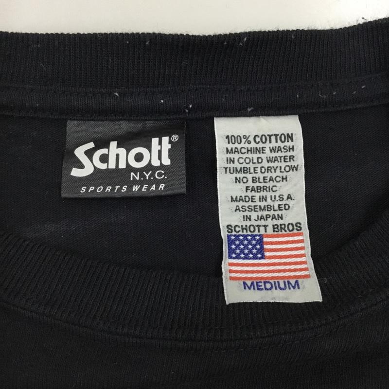 ショット schott カットソー 長袖 半袖カットソー プリントTシャツ クルーネックカットソー M プリント 黒 / ブラック /  メンズ USED 古着 中古 10108931
