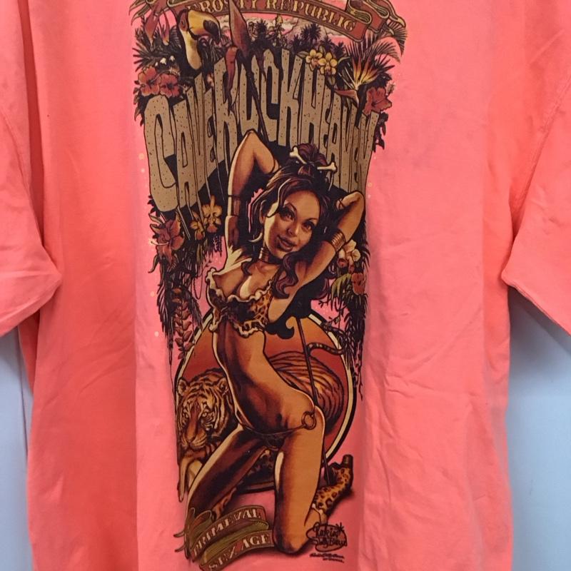 エロスティカ EROSTiKA Tシャツ 半袖 クルーネック コットン XL プリント 橙 / オレンジ /  メンズ USED 古着 中古 10123368