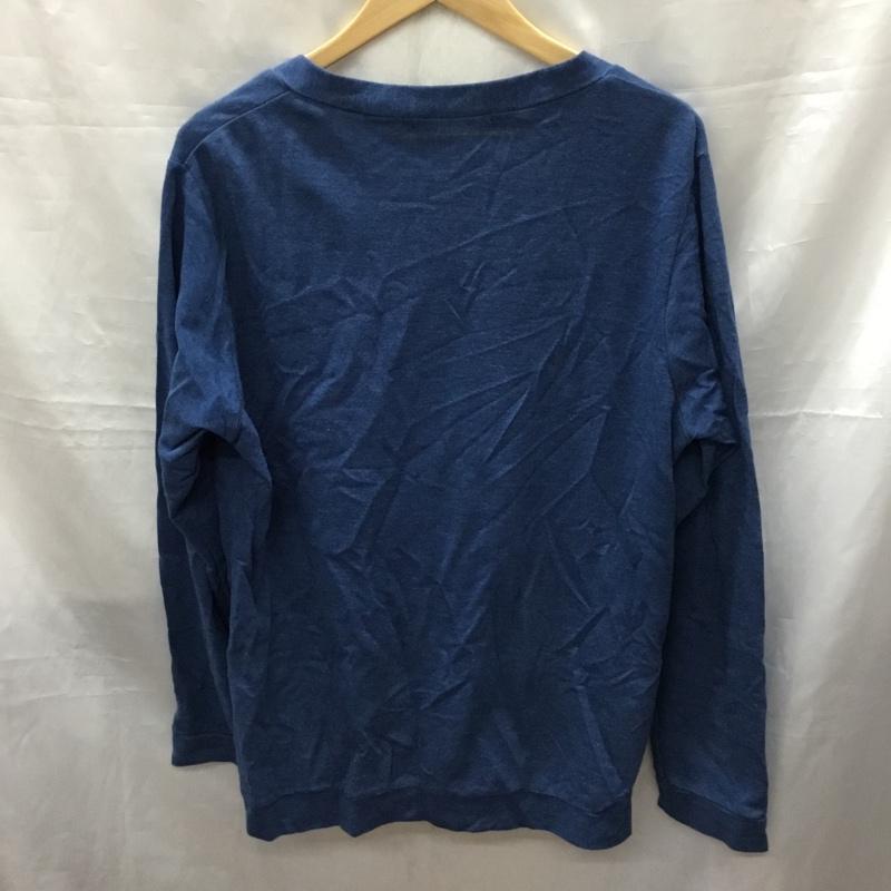 イッカ ikka カーディガン 長袖 Vネック L 無地 紺 / ネイビー /  メンズ USED 古着 中古 10117804