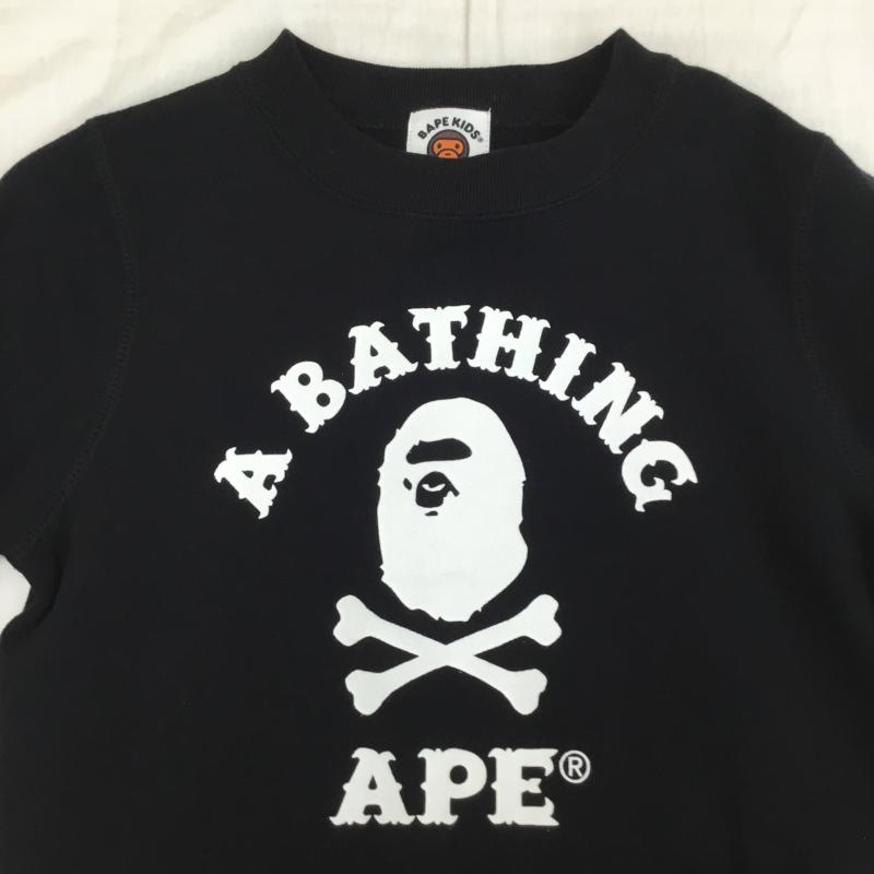 アベイシングエイプ A BATHING APE トレーナー 長袖 100cm ロゴ、文字 X プリント 黒 / ブラック /  ボーイズ USED 古着 中古 10134375