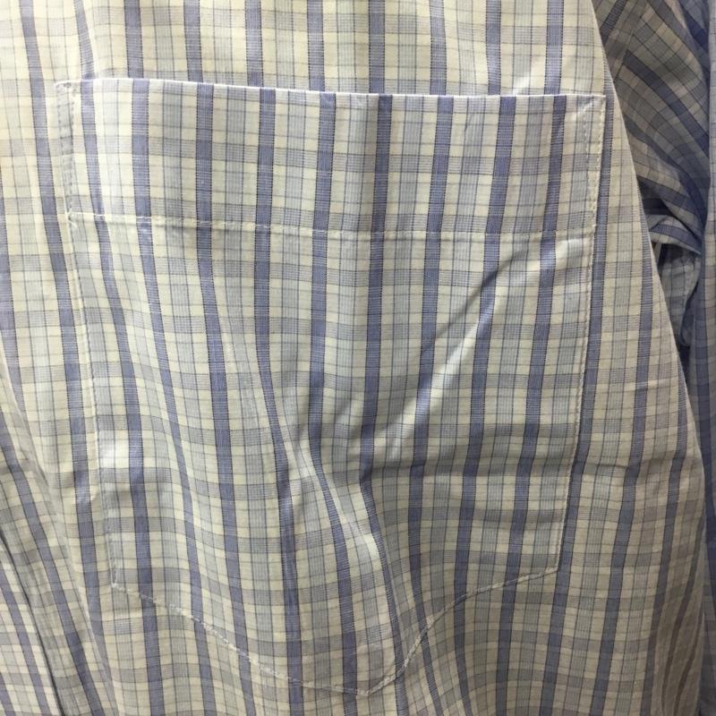 チャップス CHAPS シャツ、ブラウス 長袖 ボタンダウン 40-82 チェック 白 / ホワイト / X 水色 / ライトブルー /  メンズ USED 古着 中古 10115529