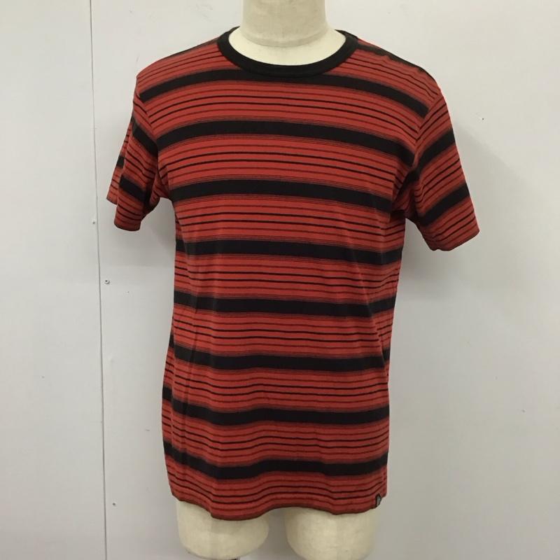 クーティー COOTIE Tシャツ 半袖 半袖カットソー プリントTシャツ クルーネックカットソー L ボーダー柄 黒 / ブラック / X 赤 / レッド /  メンズ USED 古着 中古 10113142