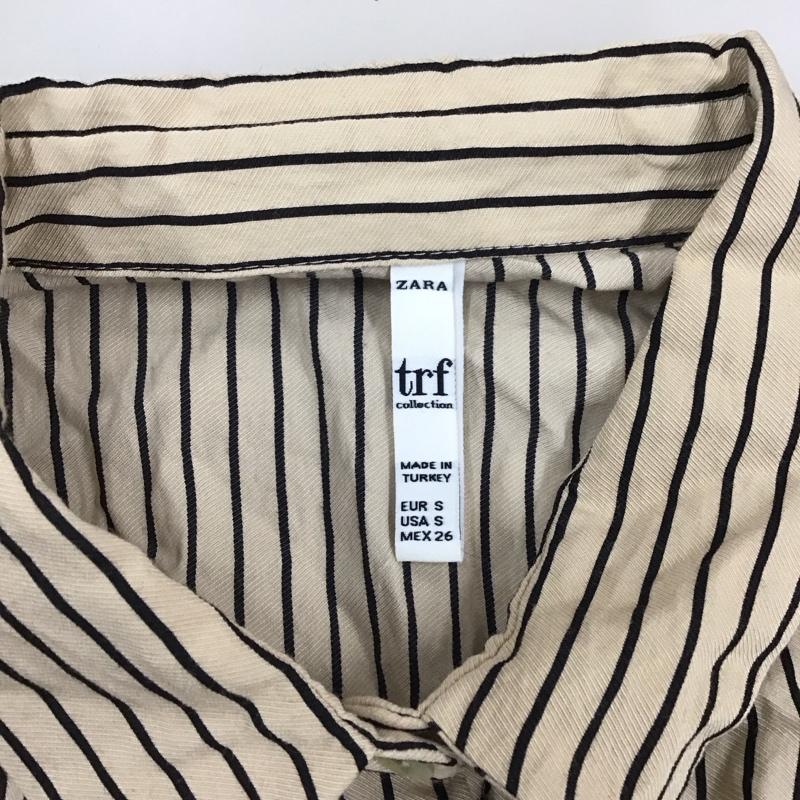 ザラ ZARA シャツ、ブラウス 長袖 クロップド丈 S ストライプ ベージュ / ベージュ / X 黒 / ブラック /  レディース USED 古着 中古 10123505