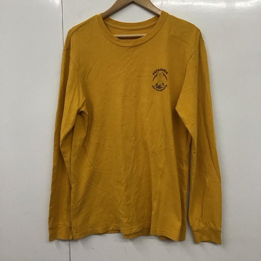 パタゴニア patagonia カットソー 長袖 長袖カットソー プリントカットソー クルーネック S ロゴ、文字 黄 / イエロー /  メンズ USED 古着 中古 10130468